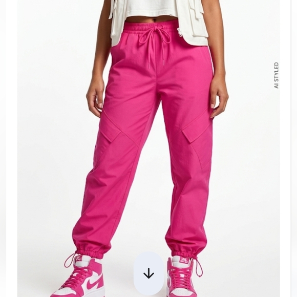 No Boundaries Pants - No Boundaries Hot Pink Cargo Nylon  Jogger Pants